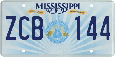 MS license plate ZCB144