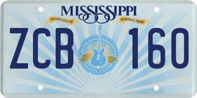 MS license plate ZCB160