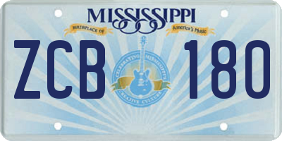 MS license plate ZCB180