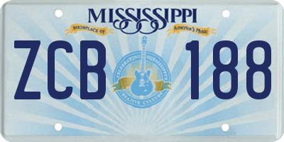 MS license plate ZCB188