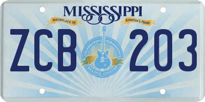 MS license plate ZCB203