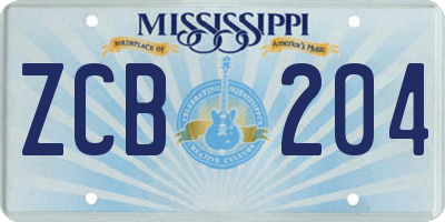 MS license plate ZCB204