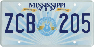 MS license plate ZCB205