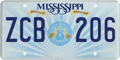 MS license plate ZCB206