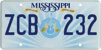 MS license plate ZCB232