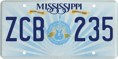MS license plate ZCB235