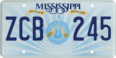 MS license plate ZCB245