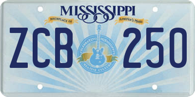 MS license plate ZCB250