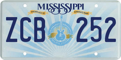 MS license plate ZCB252