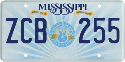 MS license plate ZCB255