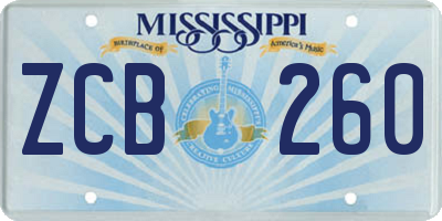 MS license plate ZCB260