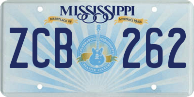 MS license plate ZCB262