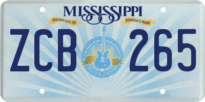 MS license plate ZCB265