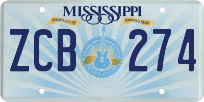 MS license plate ZCB274