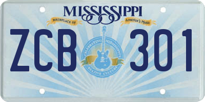 MS license plate ZCB301