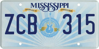 MS license plate ZCB315