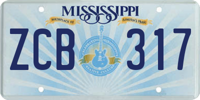 MS license plate ZCB317