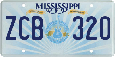 MS license plate ZCB320