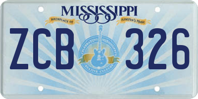 MS license plate ZCB326