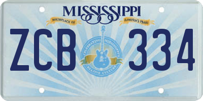 MS license plate ZCB334