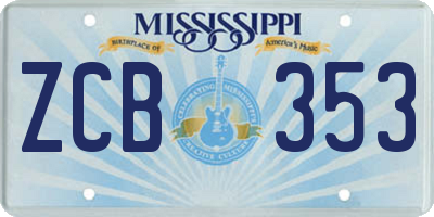 MS license plate ZCB353
