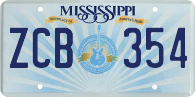 MS license plate ZCB354