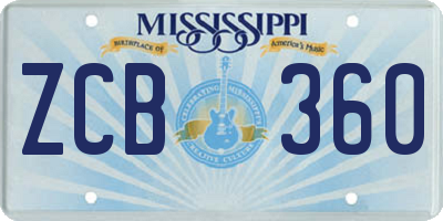 MS license plate ZCB360