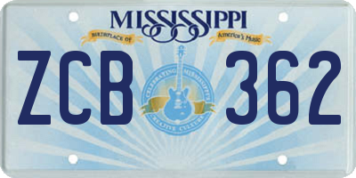 MS license plate ZCB362