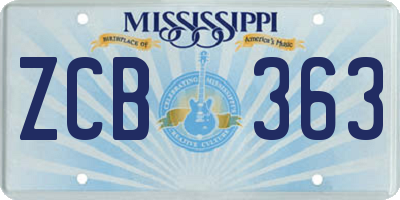 MS license plate ZCB363