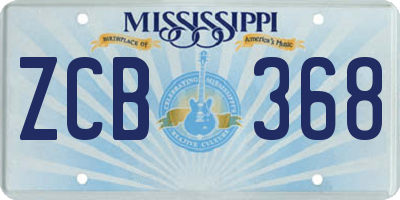 MS license plate ZCB368