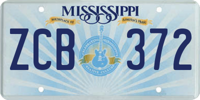 MS license plate ZCB372