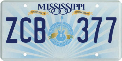MS license plate ZCB377
