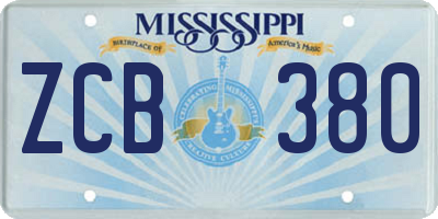 MS license plate ZCB380