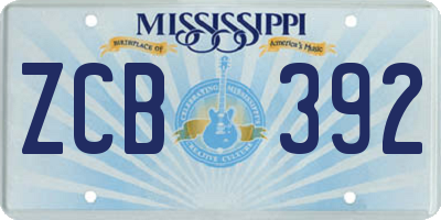 MS license plate ZCB392