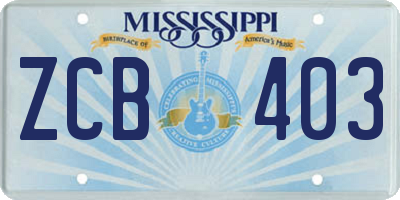 MS license plate ZCB403