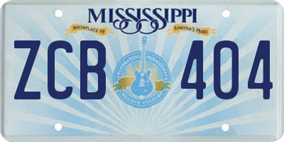 MS license plate ZCB404