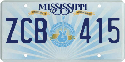 MS license plate ZCB415
