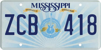 MS license plate ZCB418