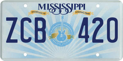 MS license plate ZCB420