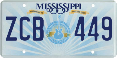 MS license plate ZCB449