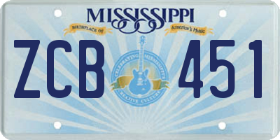 MS license plate ZCB451