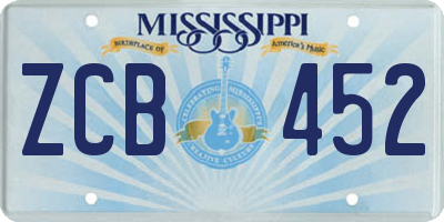 MS license plate ZCB452