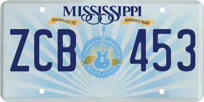 MS license plate ZCB453