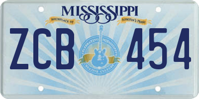 MS license plate ZCB454