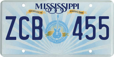 MS license plate ZCB455