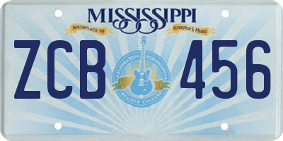MS license plate ZCB456