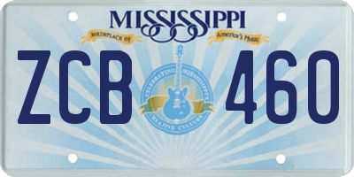 MS license plate ZCB460