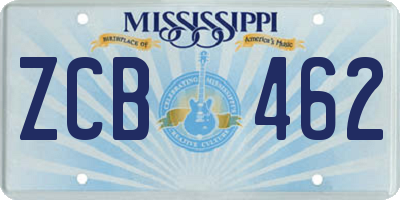 MS license plate ZCB462