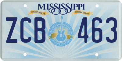 MS license plate ZCB463