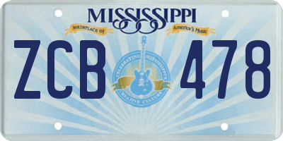 MS license plate ZCB478